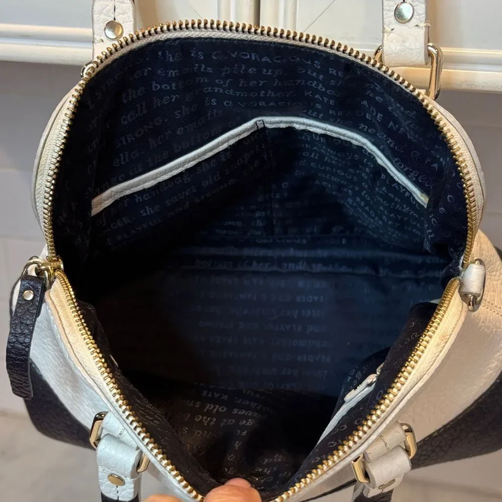 Kate Spade Bag Purse Handbag Leather Color Block Pebbled Domed Satchel Bag Tote